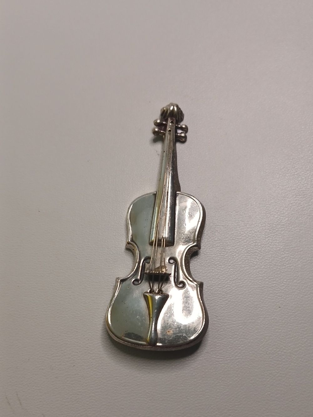 Signed Sterling Silver Lang Violin-Shaped Brooch